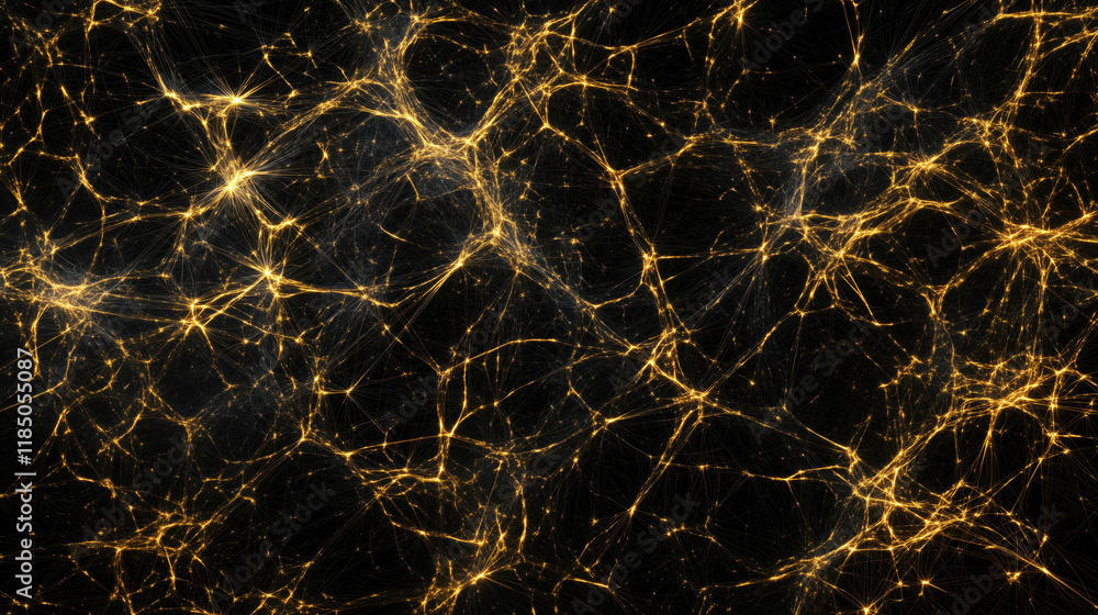 Aufkleber glowing gold lines create an abstract network against a dark background