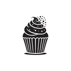 Minimalist Cupcake Silhouette - Vector of Cupcake - Illustration of Cupcake.
