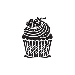 Minimalist Cupcake Silhouette - Vector of Cupcake - Illustration of Cupcake.