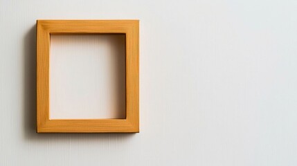 A simple wooden picture frame sits against a plain wall, ready to display artwork or a photo.