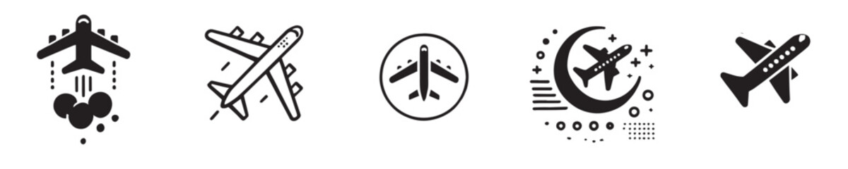 Vector set of airplane silhouette icons