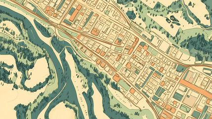 Obraz premium Retro us city map of glenwood, maryland. vintage street map. Glowwood. Illustration