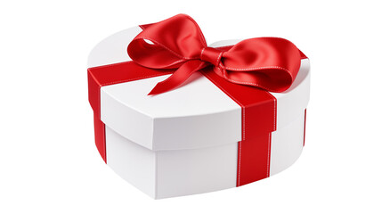 Obraz premium Heart-Shaped Gift Box with Red Ribbon for Valentine's Day
