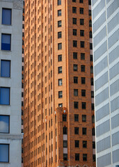 Fototapeta premium Skyscrapers in downtown Detroit close up view.