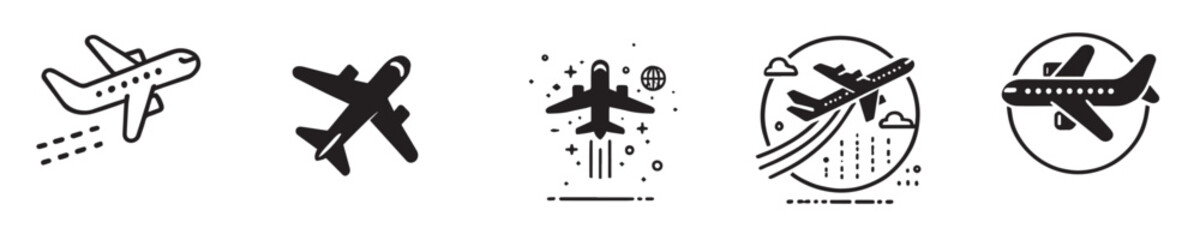 Vector set of airplane silhouette icons