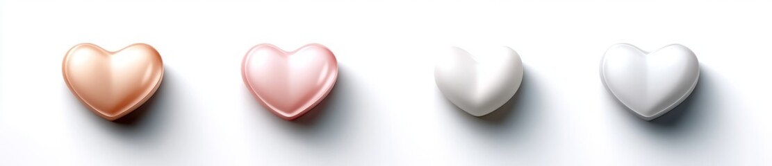 Fototapeta premium A collection of Valentine's icons in 3D realism, highlighted by red and pink hearts
