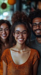 Fototapeta premium Smiling friends bonding together in casual and friendly social setting