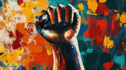 Obraz premium Vibrant artwork of a fist for Black History Month.