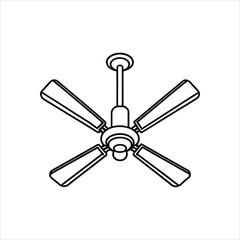 Contemporary Ceiling Fan Silhouette Vector Design