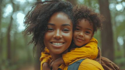 Happy Mother and Child Sharing a Moment Together in Nature