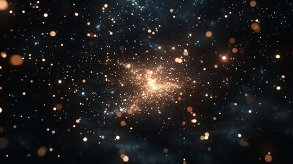Fototapeta premium A mesmerizing view of a cosmic explosion with glowing particles in a dark space backdrop.