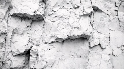 Obraz premium Textured white rocky surface with cracks and crevices.