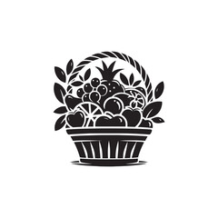 Fruit Basket Silhouette - Minimalist Fruit Basket Vector Design - Illustration of Fruit Basket.