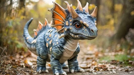 Adorable fantasy creature in a vibrant forest setting, showcasing its unique scales and expressive eyes.