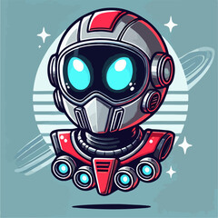 robot cartoon logo vector illustration