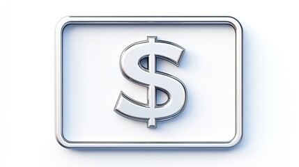 Obraz premium A silver dollar sign icon within a rectangular frame, symbolizing currency and finance.