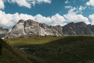 The Stunning and Majestic Landscape of the Gorgeous Dolomites Mountains Beneath a Bright and Clear...