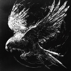 Phoenix black and white illustration