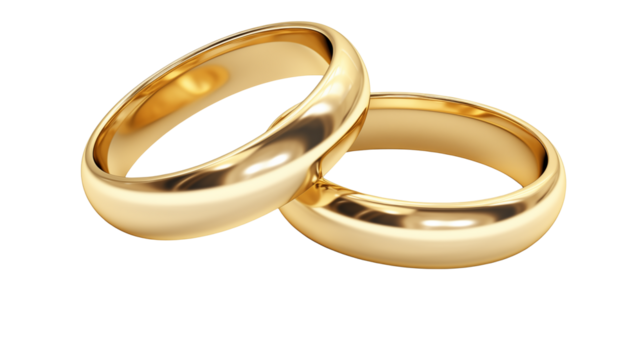 Two Golden Wedding Rings Close Up, Symbol of Marriage