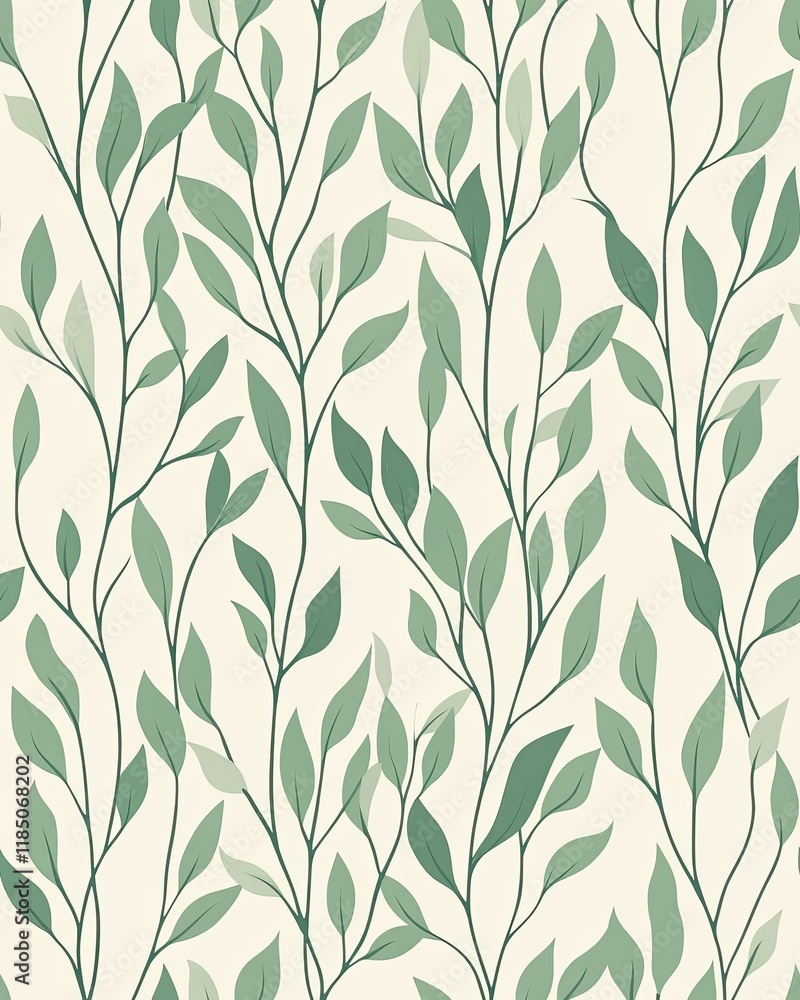 Poster overlapping foliage creating a serene backdrop of green hues on a crisp white canvas