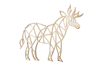 Geometric animal designs featuring laser cut patterns, blending natural wood elements with modern abstract artistic styles