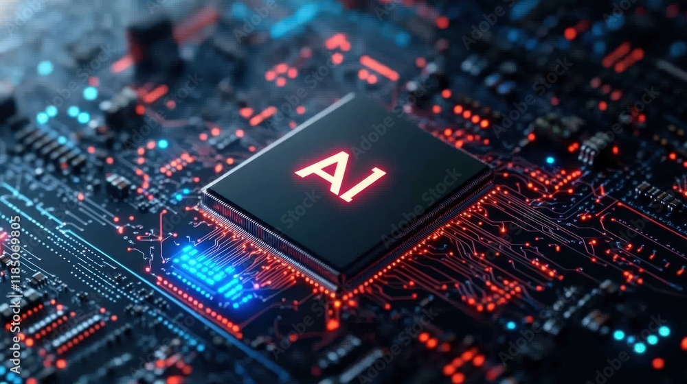 Aufkleber ai processor chip on circuit board.