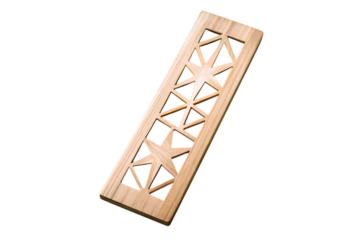 Elegant laser cut wooden bookmark with symmetrical star motifs, blending modern design and artisanal woodworking