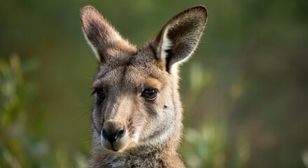 Close-up of a kangaroo showcasing its expressive features