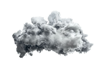 Gray rain cloud on isolated background. Fluffy dark thunderstorm cloud png for copy paste. Generated with AI.