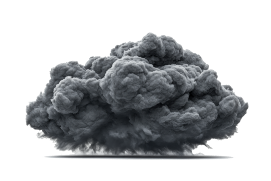 Gray rain cloud on isolated background. Fluffy dark thunderstorm cloud png for copy paste. Generated with AI.