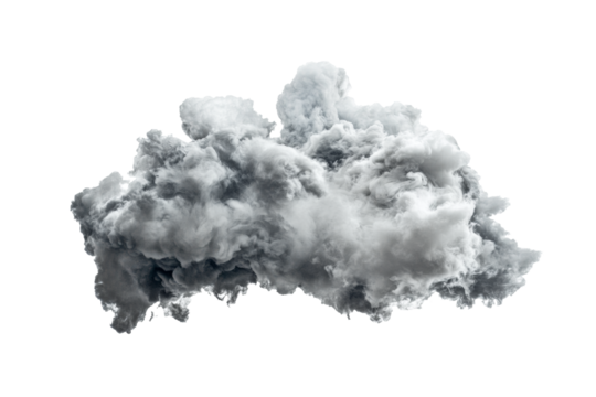 Gray rain cloud on isolated background. Fluffy dark thunderstorm cloud png for copy paste. Generated with AI.