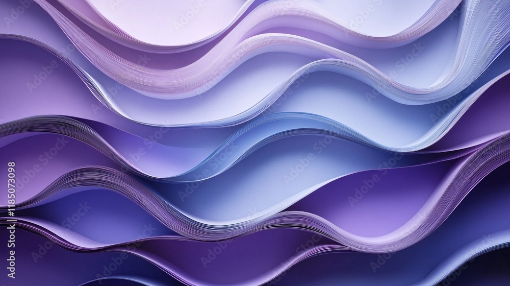 Poster a captivating abstract design featuring flowing waves of purple and blue hues, creating a serene and