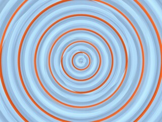 Abstract swirling background with concentric circles in soft blue and vibrant orange.