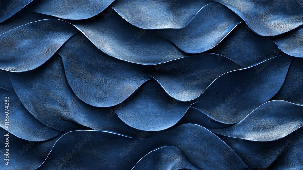 Poster intricate waves of deep blue create a mesmerizing textured surface, evoking a sense of fluidity and 