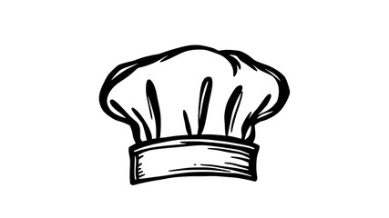 Cook hat. Drawn hat chef cook. Hat chef-cooker. Vector black hat chef cook on a white background. Generative AI