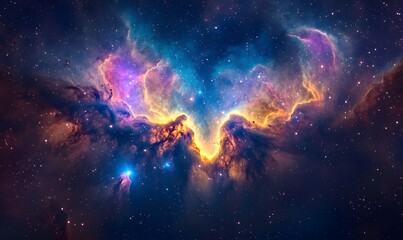 Fototapeta premium Intricate Close-Up of the Heart Nebula's Core in the Cassiopeia Constellation