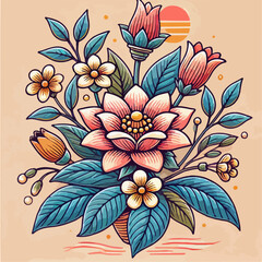 vector illustration of blooming flowers