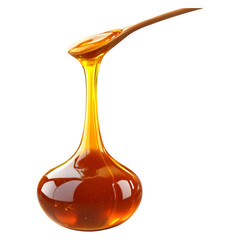 Caramel Syrup Pouring from a Spoon on transparent background