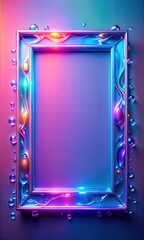 Neon Glowing Frame with Vibrant Lights – Abstract Digital Background for Modern Graphic Design Print Poster and Web Projects