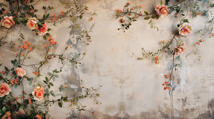 Maternity backdrop, wedding backdrop, photography background with a flowerhoop with beautiful flowers on vintage wall.