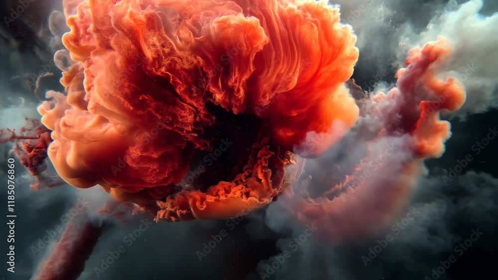 Poster vivid explosion of color in underwater currents creates mesmerizing patterns in dark water