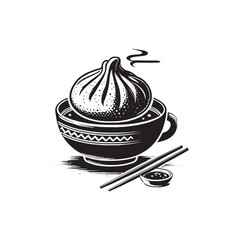 Minimalist Dumpling silhouette - Vector of Dumpling - Dumpling Design.