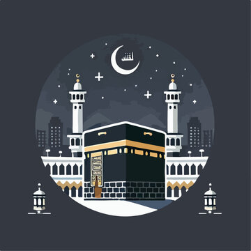 vector illustration of kaaba in mecca