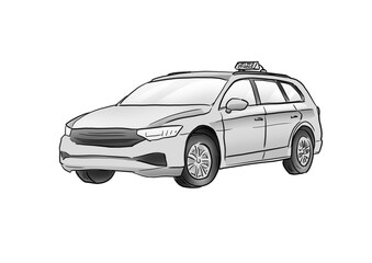 Handmade Illustration of a Taxi