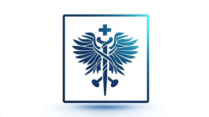 Obraz premium A stylized emblem featuring a double-headed eagle entwined with a medical staff, symbolizing healthcare and healing.