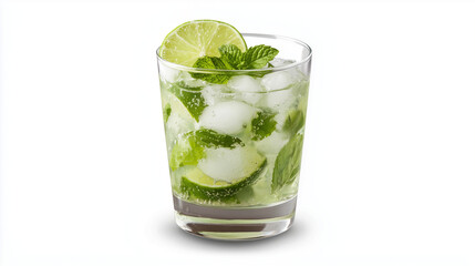 Classic Mojito Cocktail with Lime Mint and Crushed Ice