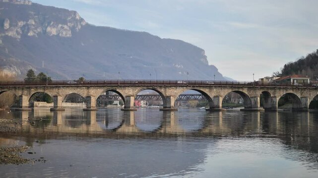 Azzone Visconti bridge in Lecco, Lombardy, Italy