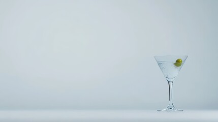 An elegant cocktail adorned with an olive. Image format PNG, photo without background
