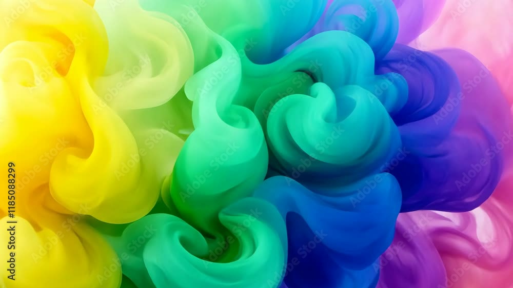 Poster mesmerizing abstract pattern of vibrant swirling clouds colorful smoke in fluid motion blending yell