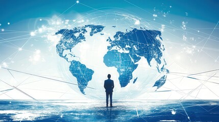 technology digital data communication around the world, planet earth, information transmission